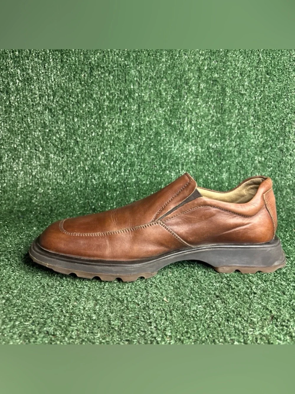 VINTAGE‎ Skechers Chunky Loafers Men's 9.5 Brown Leather Slip On Grunge ITALY